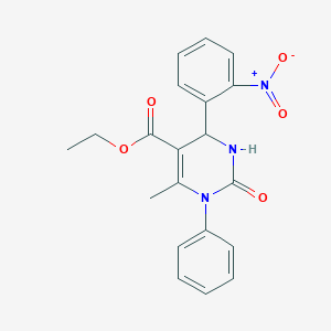 molecular formula C20H19N3O5 B416901 Ethyl 4-{2-nitrophenyl}-6-methyl-2-oxo-1-phenyl-1,2,3,4-tetrahydropyrimidine-5-carboxylate 