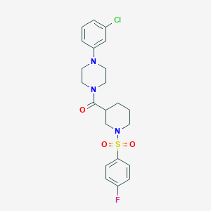 molecular formula C22H25ClFN3O3S B4169015 1-(3-chlorophenyl)-4-({1-[(4-fluorophenyl)sulfonyl]-3-piperidinyl}carbonyl)piperazine 
