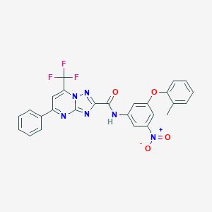 molecular formula C26H17F3N6O4 B416903 N-[3-nitro-5-(2-methylphenoxy)phenyl]-5-phenyl-7-(trifluoromethyl)[1,2,4]triazolo[1,5-a]pyrimidine-2-carboxamide 