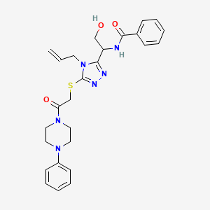 molecular formula C26H30N6O3S B4169031 N-[1-(4-allyl-5-{[2-oxo-2-(4-phenyl-1-piperazinyl)ethyl]thio}-4H-1,2,4-triazol-3-yl)-2-hydroxyethyl]benzamide 