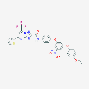 molecular formula C31H21F3N6O6S B416904 N-(4-{3-(4-ethoxyphenoxy)-5-nitrophenoxy}phenyl)-5-(2-thienyl)-7-(trifluoromethyl)[1,2,4]triazolo[1,5-a]pyrimidine-2-carboxamide 