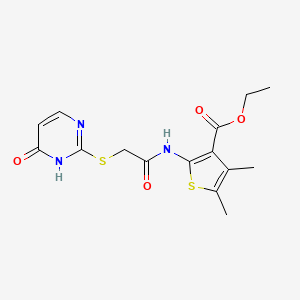 molecular formula C15H17N3O4S2 B4169053 ethyl 4,5-dimethyl-2-({[(6-oxo-1,6-dihydro-2-pyrimidinyl)thio]acetyl}amino)-3-thiophenecarboxylate 