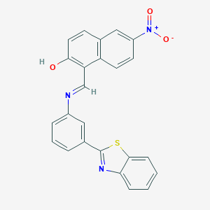 molecular formula C24H15N3O3S B416910 1-({[3-(1,3-Benzothiazol-2-yl)phenyl]imino}methyl)-6-nitro-2-naphthol 