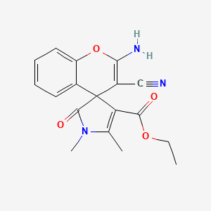 ethyl 2-amino-3-cyano-1',5'-dimethyl-2'-oxo-1',2'-dihydrospiro[chromene-4,3'-pyrrole]-4'-carboxylate