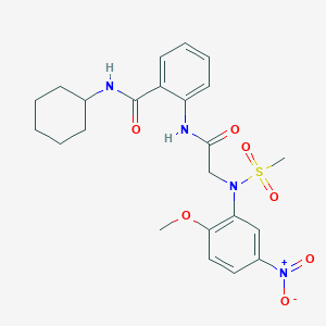 molecular formula C23H28N4O7S B4169154 N-cyclohexyl-2-{[N-(2-methoxy-5-nitrophenyl)-N-(methylsulfonyl)glycyl]amino}benzamide 