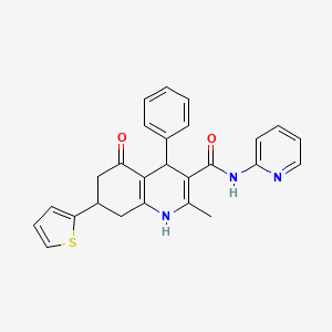 2-methyl-5-oxo-4-phenyl-N-2-pyridinyl-7-(2-thienyl)-1,4,5,6,7,8-hexahydro-3-quinolinecarboxamide