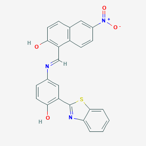 molecular formula C24H15N3O4S B416917 1-({[3-(1,3-Benzothiazol-2-yl)-4-hydroxyphenyl]imino}methyl)-6-nitro-2-naphthol 