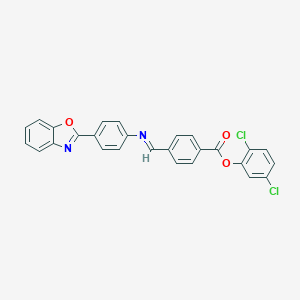 molecular formula C27H16Cl2N2O3 B416919 2,5-Dichlorophenyl 4-({[4-(1,3-benzoxazol-2-yl)phenyl]imino}methyl)benzoate 