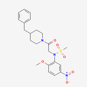 molecular formula C22H27N3O6S B4169220 N-[2-(4-benzyl-1-piperidinyl)-2-oxoethyl]-N-(2-methoxy-5-nitrophenyl)methanesulfonamide 