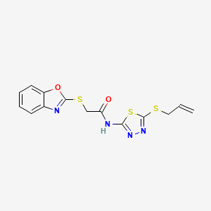 molecular formula C14H12N4O2S3 B4169221 N-[5-(allylthio)-1,3,4-thiadiazol-2-yl]-2-(1,3-benzoxazol-2-ylthio)acetamide 