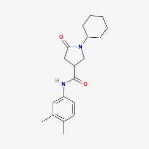 molecular formula C19H26N2O2 B4169274 1-cyclohexyl-N-(3,4-dimethylphenyl)-5-oxo-3-pyrrolidinecarboxamide 