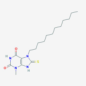 molecular formula C18H30N4O2S B416929 7-dodecyl-3-methyl-8-sulfanyl-3,7-dihydro-1H-purine-2,6-dione 