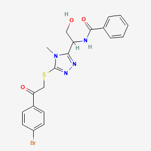 molecular formula C20H19BrN4O3S B4169292 N-[1-(5-{[2-(4-bromophenyl)-2-oxoethyl]thio}-4-methyl-4H-1,2,4-triazol-3-yl)-2-hydroxyethyl]benzamide 