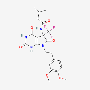 molecular formula C22H25F3N4O6 B4169300 N-[7-[2-(3,4-dimethoxyphenyl)ethyl]-2,4,6-trioxo-5-(trifluoromethyl)-2,3,4,5,6,7-hexahydro-1H-pyrrolo[2,3-d]pyrimidin-5-yl]-3-methylbutanamide 