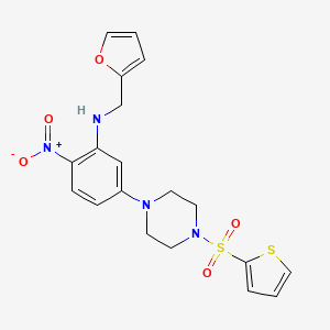 molecular formula C19H20N4O5S2 B4169319 (2-furylmethyl){2-nitro-5-[4-(2-thienylsulfonyl)-1-piperazinyl]phenyl}amine 