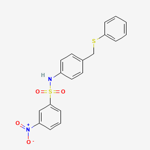 molecular formula C19H16N2O4S2 B4169323 3-nitro-N-{4-[(phenylthio)methyl]phenyl}benzenesulfonamide 