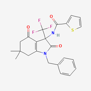N-[1-benzyl-6,6-dimethyl-2,4-dioxo-3-(trifluoromethyl)-2,3,4,5,6,7-hexahydro-1H-indol-3-yl]-2-thiophenecarboxamide
