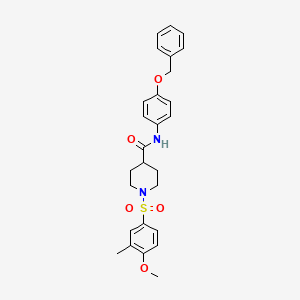molecular formula C27H30N2O5S B4169340 N-[4-(benzyloxy)phenyl]-1-[(4-methoxy-3-methylphenyl)sulfonyl]-4-piperidinecarboxamide 