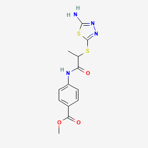 molecular formula C13H14N4O3S2 B4169419 methyl 4-({2-[(5-amino-1,3,4-thiadiazol-2-yl)thio]propanoyl}amino)benzoate 