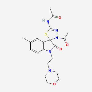 molecular formula C20H25N5O4S B4169426 N-{3'-acetyl-5-methyl-1-[2-(4-morpholinyl)ethyl]-2-oxo-1,2-dihydro-3'H-spiro[indole-3,2'-[1,3,4]thiadiazol]-5'-yl}acetamide 