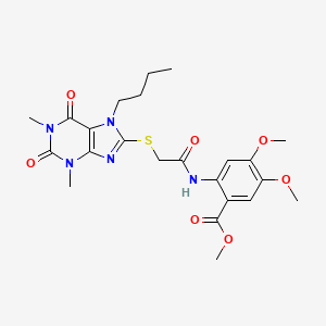 molecular formula C23H29N5O7S B4169458 methyl 2-({[(7-butyl-1,3-dimethyl-2,6-dioxo-2,3,6,7-tetrahydro-1H-purin-8-yl)thio]acetyl}amino)-4,5-dimethoxybenzoate 