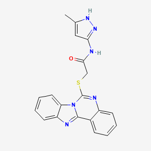 molecular formula C20H16N6OS B4169468 2-(benzimidazo[1,2-c]quinazolin-6-ylthio)-N-(3-methyl-1H-pyrazol-5-yl)acetamide 