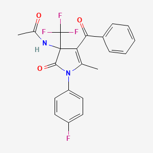 molecular formula C21H16F4N2O3 B4169483 N-[4-benzoyl-1-(4-fluorophenyl)-5-methyl-2-oxo-3-(trifluoromethyl)-2,3-dihydro-1H-pyrrol-3-yl]acetamide 