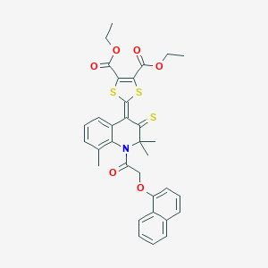 molecular formula C33H31NO6S3 B416949 diethyl 2-(2,2,8-trimethyl-1-[(naphthalen-1-yloxy)acetyl]-3-thioxo-2,3-dihydroquinolin-4(1H)-ylidene)-1,3-dithiole-4,5-dicarboxylate 