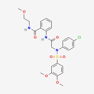 molecular formula C26H28ClN3O7S B4169490 2-({N-(4-chlorophenyl)-N-[(3,4-dimethoxyphenyl)sulfonyl]glycyl}amino)-N-(2-methoxyethyl)benzamide 