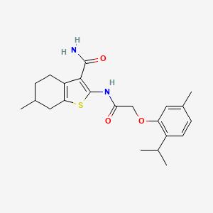 molecular formula C22H28N2O3S B4169496 2-{[(2-isopropyl-5-methylphenoxy)acetyl]amino}-6-methyl-4,5,6,7-tetrahydro-1-benzothiophene-3-carboxamide 