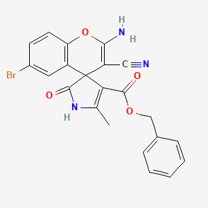 molecular formula C22H16BrN3O4 B4169519 benzyl 2-amino-6-bromo-3-cyano-5'-methyl-2'-oxo-1',2'-dihydrospiro[chromene-4,3'-pyrrole]-4'-carboxylate 