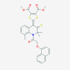 dimethyl 2-(2,2,8-trimethyl-1-[(naphthalen-1-yloxy)acetyl]-3-thioxo-2,3-dihydroquinolin-4(1H)-ylidene)-1,3-dithiole-4,5-dicarboxylate
