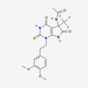 N-[1-[2-(3,4-dimethoxyphenyl)ethyl]-2,4,6-trioxo-5-(trifluoromethyl)-2,3,4,5,6,7-hexahydro-1H-pyrrolo[2,3-d]pyrimidin-5-yl]acetamide