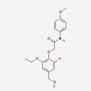 molecular formula C18H20BrNO5 B4169570 2-[2-bromo-6-ethoxy-4-(hydroxymethyl)phenoxy]-N-(4-methoxyphenyl)acetamide 