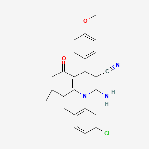 molecular formula C26H26ClN3O2 B4169606 2-amino-1-(5-chloro-2-methylphenyl)-4-(4-methoxyphenyl)-7,7-dimethyl-5-oxo-1,4,5,6,7,8-hexahydro-3-quinolinecarbonitrile 