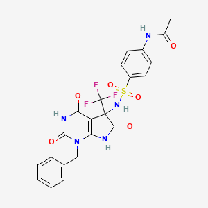 molecular formula C22H18F3N5O6S B4169638 N-[4-({[1-benzyl-2,4,6-trioxo-5-(trifluoromethyl)-2,3,4,5,6,7-hexahydro-1H-pyrrolo[2,3-d]pyrimidin-5-yl]amino}sulfonyl)phenyl]acetamide 