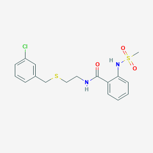 molecular formula C17H19ClN2O3S2 B4169654 N-{2-[(3-chlorobenzyl)thio]ethyl}-2-[(methylsulfonyl)amino]benzamide 