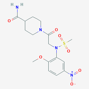 molecular formula C16H22N4O7S B4169670 1-[N-(2-methoxy-5-nitrophenyl)-N-(methylsulfonyl)glycyl]-4-piperidinecarboxamide 