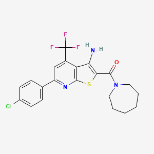 molecular formula C21H19ClF3N3OS B4169720 2-(1-azepanylcarbonyl)-6-(4-chlorophenyl)-4-(trifluoromethyl)thieno[2,3-b]pyridin-3-amine 