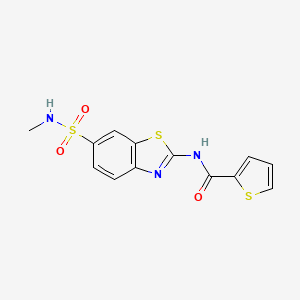 molecular formula C13H11N3O3S3 B4169728 N-{6-[(methylamino)sulfonyl]-1,3-benzothiazol-2-yl}-2-thiophenecarboxamide 