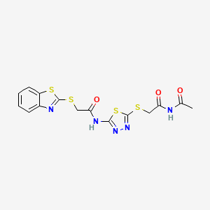 N-(5-{[2-(acetylamino)-2-oxoethyl]thio}-1,3,4-thiadiazol-2-yl)-2-(1,3-benzothiazol-2-ylthio)acetamide