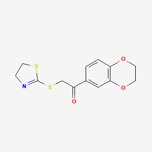 1-(2,3-dihydro-1,4-benzodioxin-6-yl)-2-(4,5-dihydro-1,3-thiazol-2-ylthio)ethanone