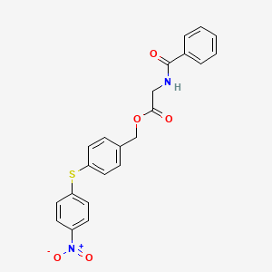 molecular formula C22H18N2O5S B4169779 4-[(4-nitrophenyl)thio]benzyl N-benzoylglycinate 