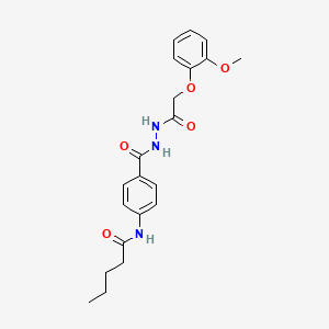 molecular formula C21H25N3O5 B4169796 N-[4-({2-[(2-methoxyphenoxy)acetyl]hydrazino}carbonyl)phenyl]pentanamide 