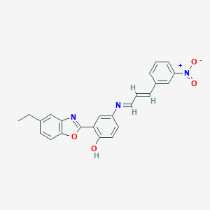 molecular formula C24H19N3O4 B416983 2-(5-Ethyl-1,3-benzoxazol-2-yl)-4-[(3-{3-nitrophenyl}-2-propenylidene)amino]phenol 
