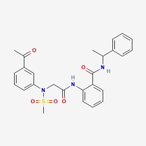 molecular formula C26H27N3O5S B4169832 2-{[N-(3-acetylphenyl)-N-(methylsulfonyl)glycyl]amino}-N-(1-phenylethyl)benzamide 