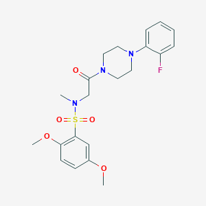 molecular formula C21H26FN3O5S B4169840 N-{2-[4-(2-fluorophenyl)-1-piperazinyl]-2-oxoethyl}-2,5-dimethoxy-N-methylbenzenesulfonamide 