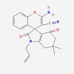 molecular formula C22H21N3O3 B4169847 1'-allyl-2-amino-6',6'-dimethyl-2',4'-dioxo-1',2',4',5',6',7'-hexahydrospiro[chromene-4,3'-indole]-3-carbonitrile 