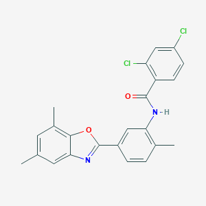 molecular formula C23H18Cl2N2O2 B416985 2,4-dichloro-N-[5-(5,7-dimethyl-1,3-benzoxazol-2-yl)-2-methylphenyl]benzamide CAS No. 313551-90-5