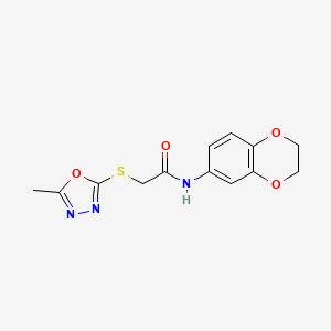 molecular formula C13H13N3O4S B4169869 N-(2,3-dihydro-1,4-benzodioxin-6-yl)-2-[(5-methyl-1,3,4-oxadiazol-2-yl)thio]acetamide 
